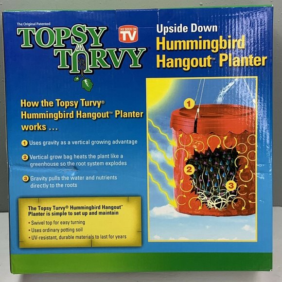 Topsy Turvy Tomato Hummingbird Hangout Flower Planter Upside Down Vertical Grow - Picture 3 of 5